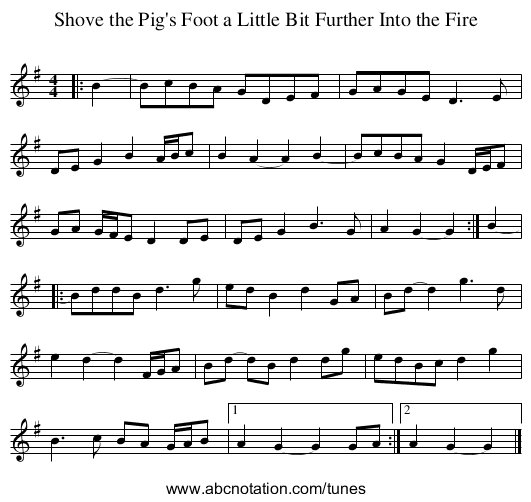 Shove the Pig's Foot a Little Bit Further Into the Fire - staff notation