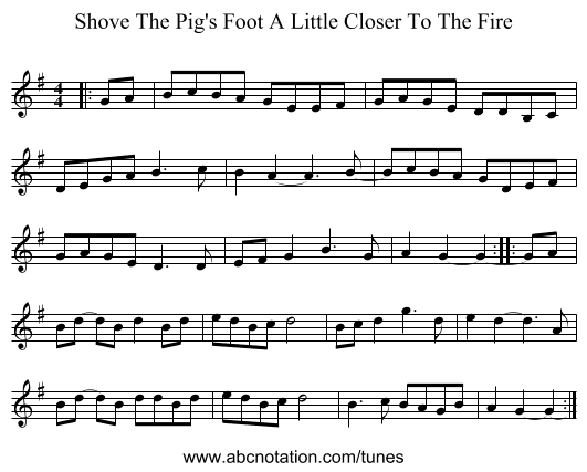 Shove The Pig's Foot A Little Closer To The Fire - staff notation