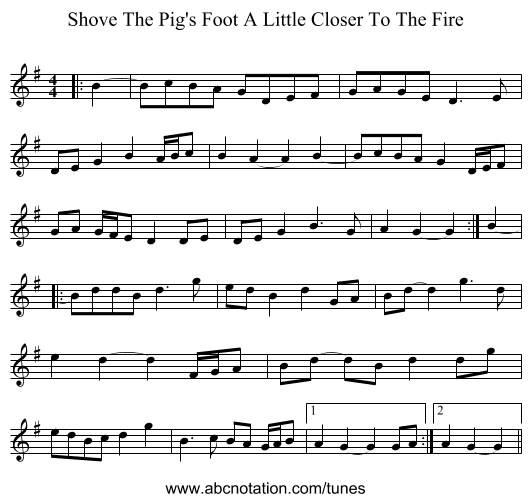 Shove The Pig's Foot A Little Closer To The Fire - staff notation