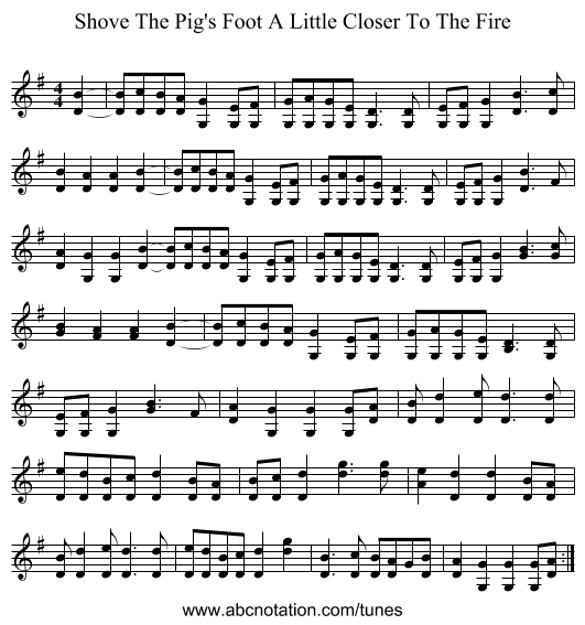 Shove The Pig's Foot A Little Closer To The Fire - staff notation