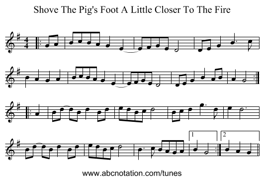 Shove The Pig's Foot A Little Closer To The Fire - staff notation