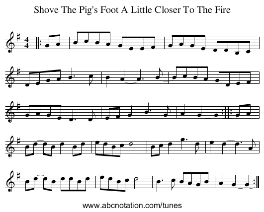 Shove The Pig's Foot A Little Closer To The Fire - staff notation