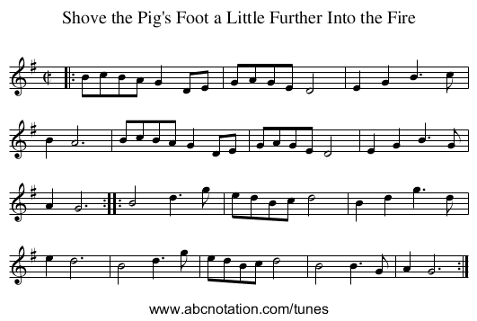 Shove the Pig's Foot a Little Further Into the Fire - staff notation