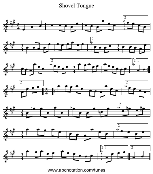 Shovel Tongue - staff notation