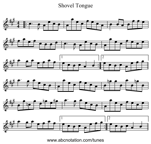 Shovel Tongue - staff notation