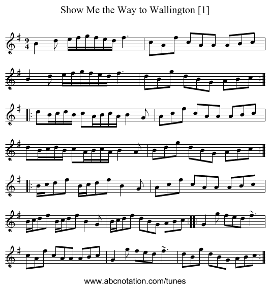 Show Me the Way to Wallington [1] - staff notation