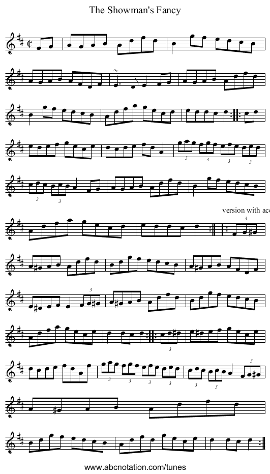 Showman's Fancy, The - staff notation