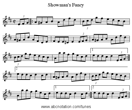 Showman's Fancy - staff notation
