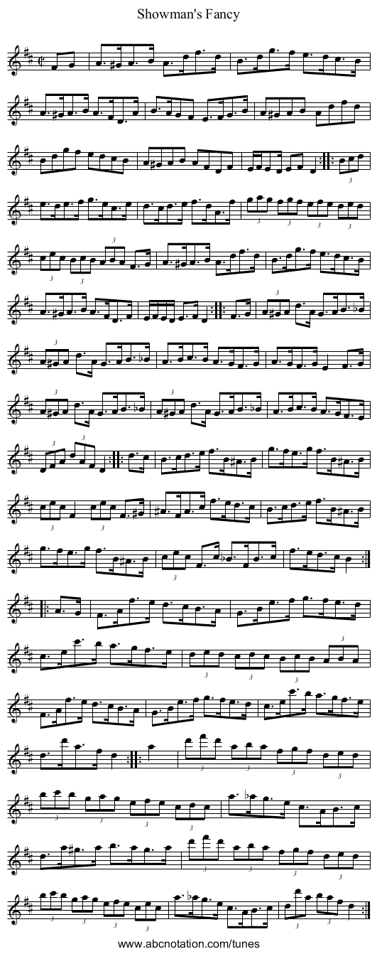 Showman's Fancy - staff notation