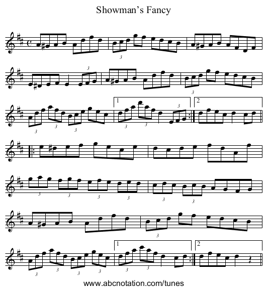 Showman’s Fancy - staff notation