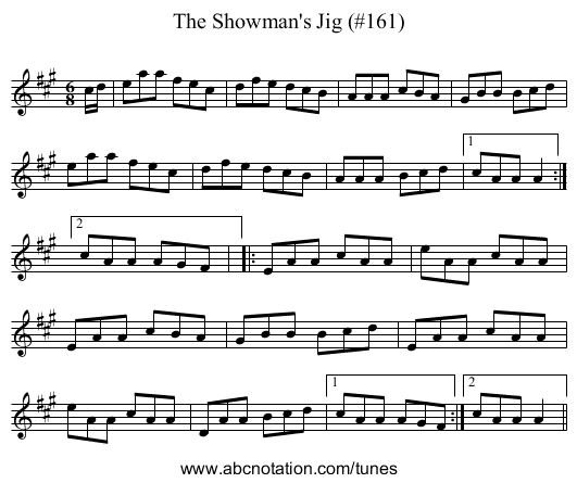 Showman's Jig (#161), The - staff notation