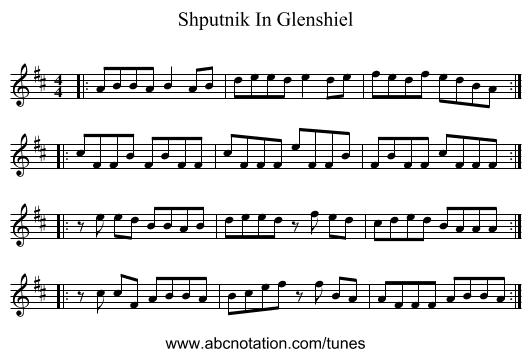 Shputnik In Glenshiel - staff notation