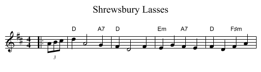 Shrewsbury Lasses - staff notation