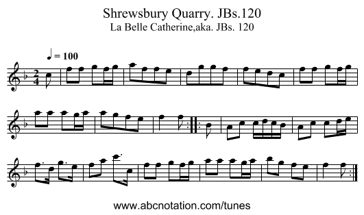 Shrewsbury Quarry. JBs.120 - staff notation