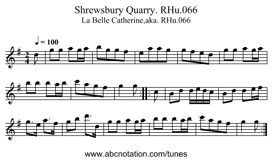 Shrewsbury Quarry. RHu.066 - staff notation