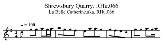 Shrewsbury Quarry. RHu.066 - staff notation
