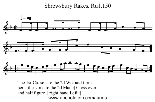 Shrewsbury Rakes. Ru1.150 - staff notation