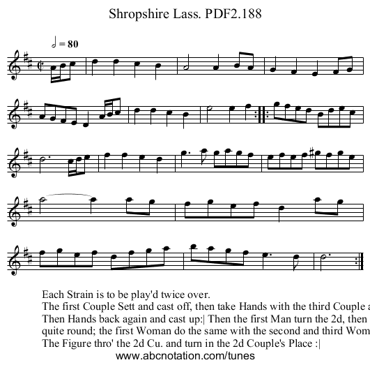 Shropshire Lass. PDF2.188 - staff notation
