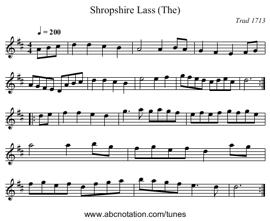 Shropshire Lass (The) - staff notation