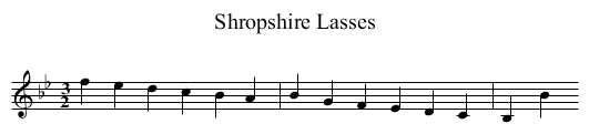 Shropshire Lasses - staff notation