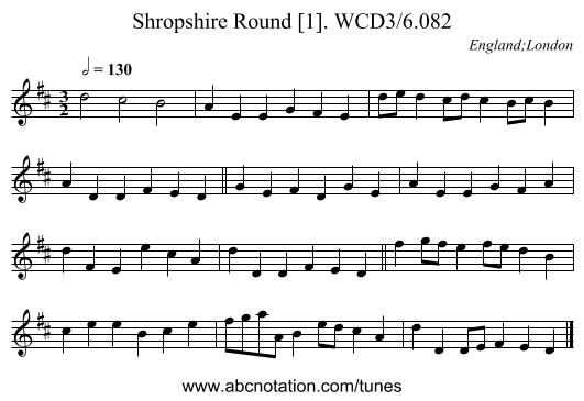 Shropshire Round [1]. WCD3/6.082 - staff notation