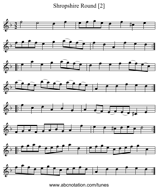 Shropshire Round [2] - staff notation