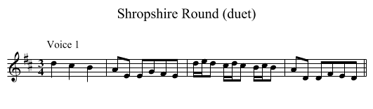 Shropshire Round (duet) - staff notation