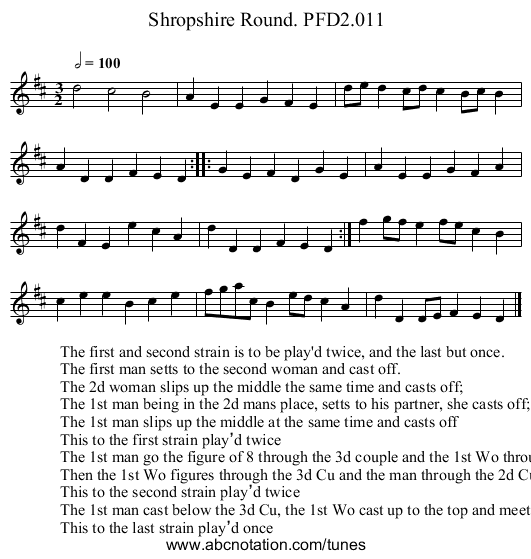 Shropshire Round. PFD2.011 - staff notation