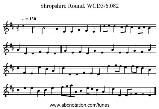 Shropshire Round. WCD3/6.082 - staff notation