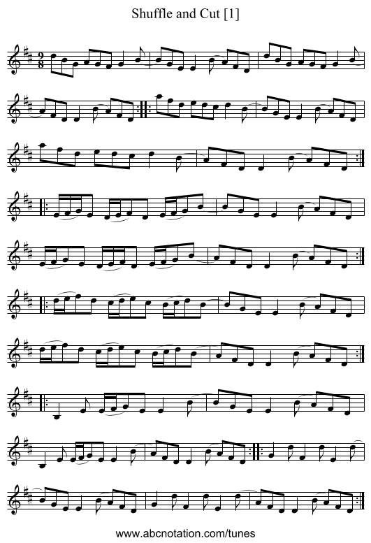 Shuffle and Cut [1] - staff notation