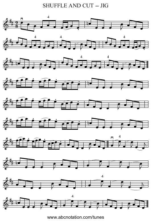 SHUFFLE AND CUT -- JIG - staff notation