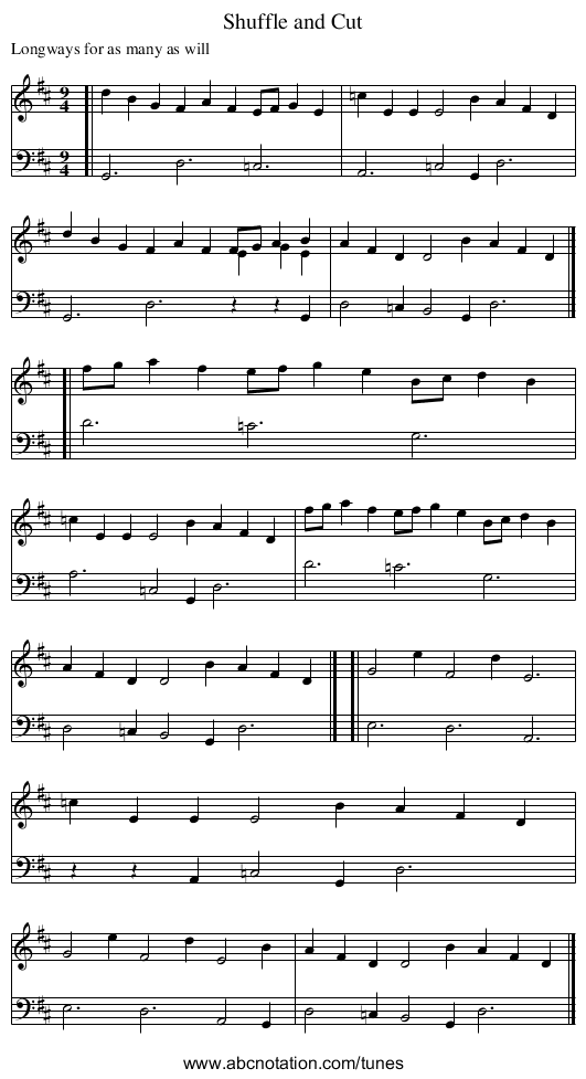 Shuffle and Cut - staff notation