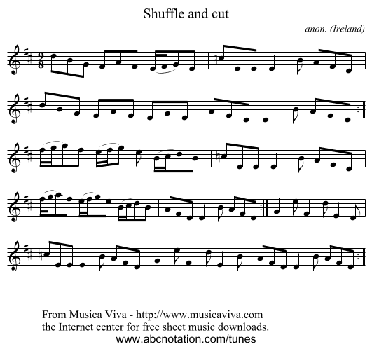 Shuffle and cut - staff notation