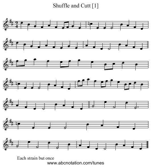 Shuffle and Cutt [1] - staff notation