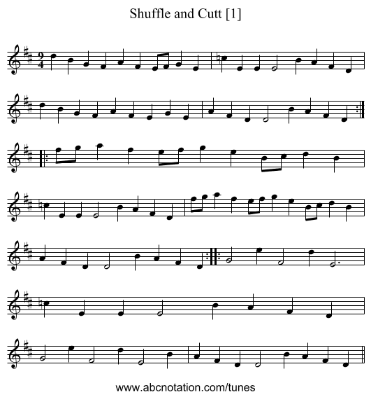 Shuffle and Cutt [1] - staff notation