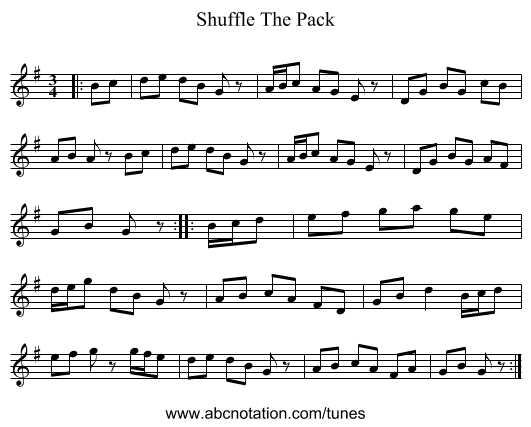 Shuffle The Pack - staff notation