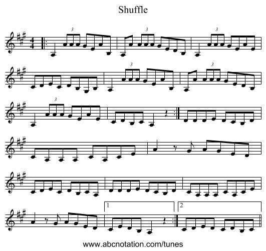 Shuffle - staff notation