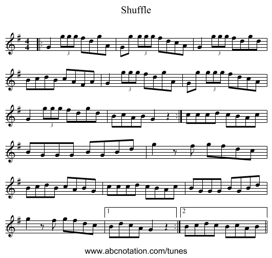 Shuffle - staff notation