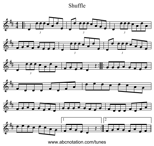 Shuffle - staff notation