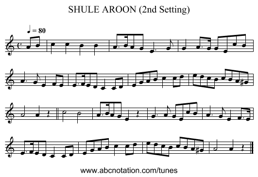 SHULE AROON (2nd Setting) - staff notation