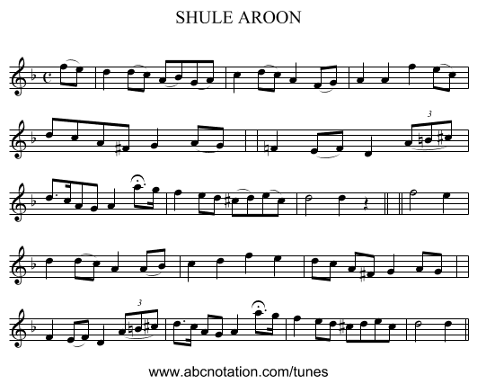 SHULE AROON - staff notation