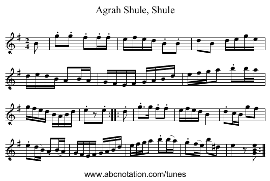 Shule, Shule, Agrah - staff notation