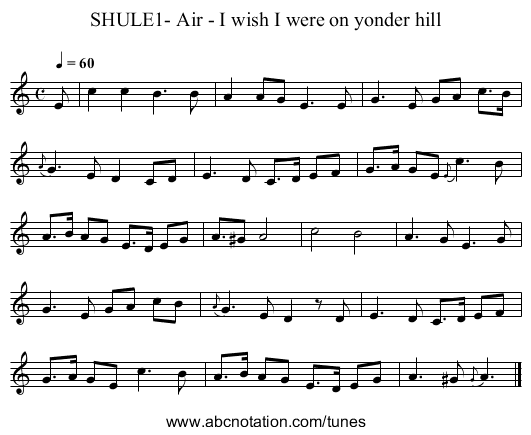 SHULE1- Air - I wish I were on yonder hill - staff notation