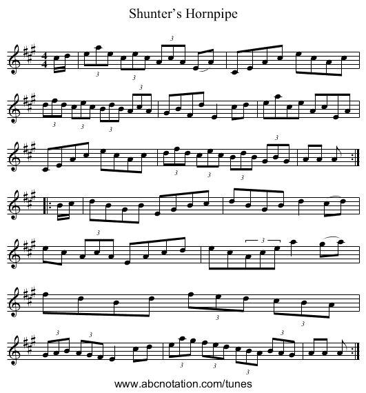 Shunter’s Hornpipe - staff notation