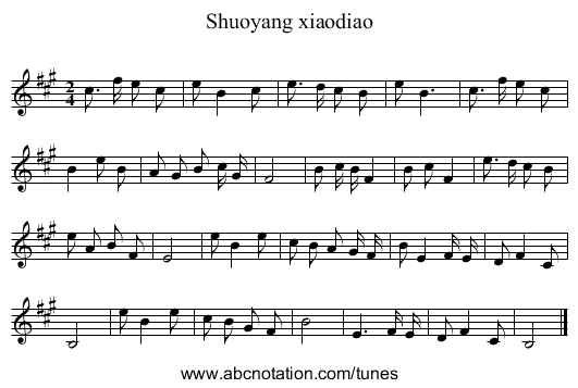 Shuoyang xiaodiao - staff notation