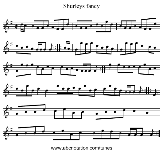 Shurleys fancy - staff notation