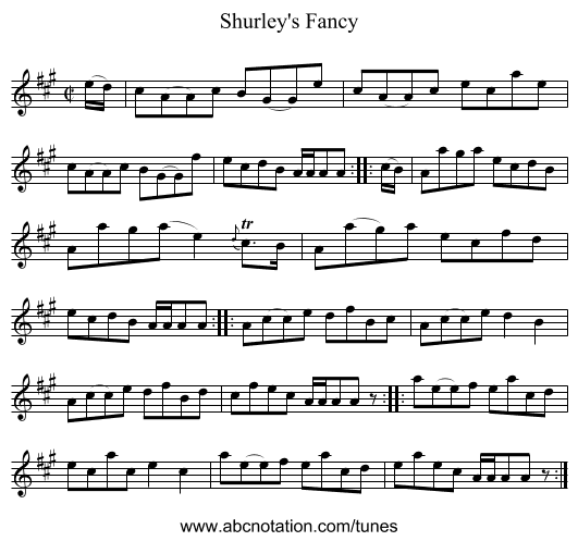 Shurley's Fancy - staff notation