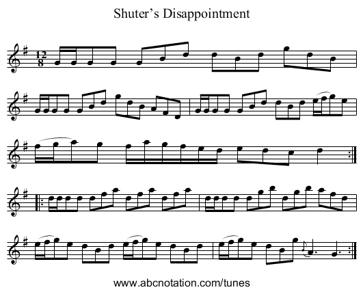 Shuter’s Disappointment - staff notation