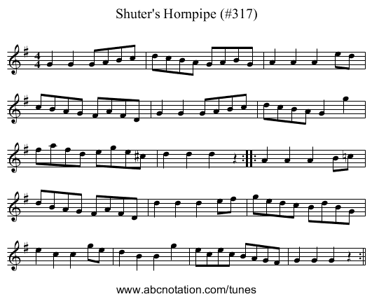 Shuter's Hornpipe (#317) - staff notation