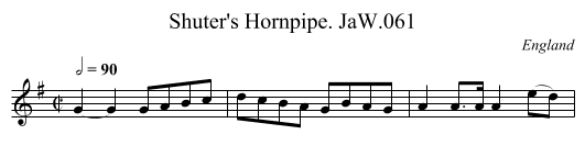 Shuter's Hornpipe. JaW.061 - staff notation
